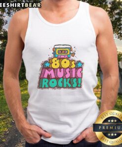 Funny 80s Music Rocks tank top featuring a colorful retro design, perfect for nostalgic music lovers and fashion enthusiasts.