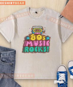 Funny 80s music rocks washed t-shirt featuring a retro design and vibrant colors, perfect for nostalgic music lovers.