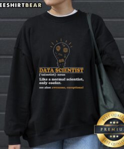 Funny data scientist definition sweatshirt featuring computer science humor, perfect for tech enthusiasts and professionals.