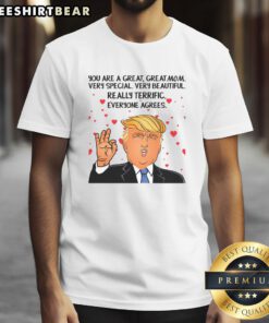 Alt Text: Funny Donald Trump You're a Great Mom T-Shirt featuring a humorous design perfect for Mother's Day gifts.