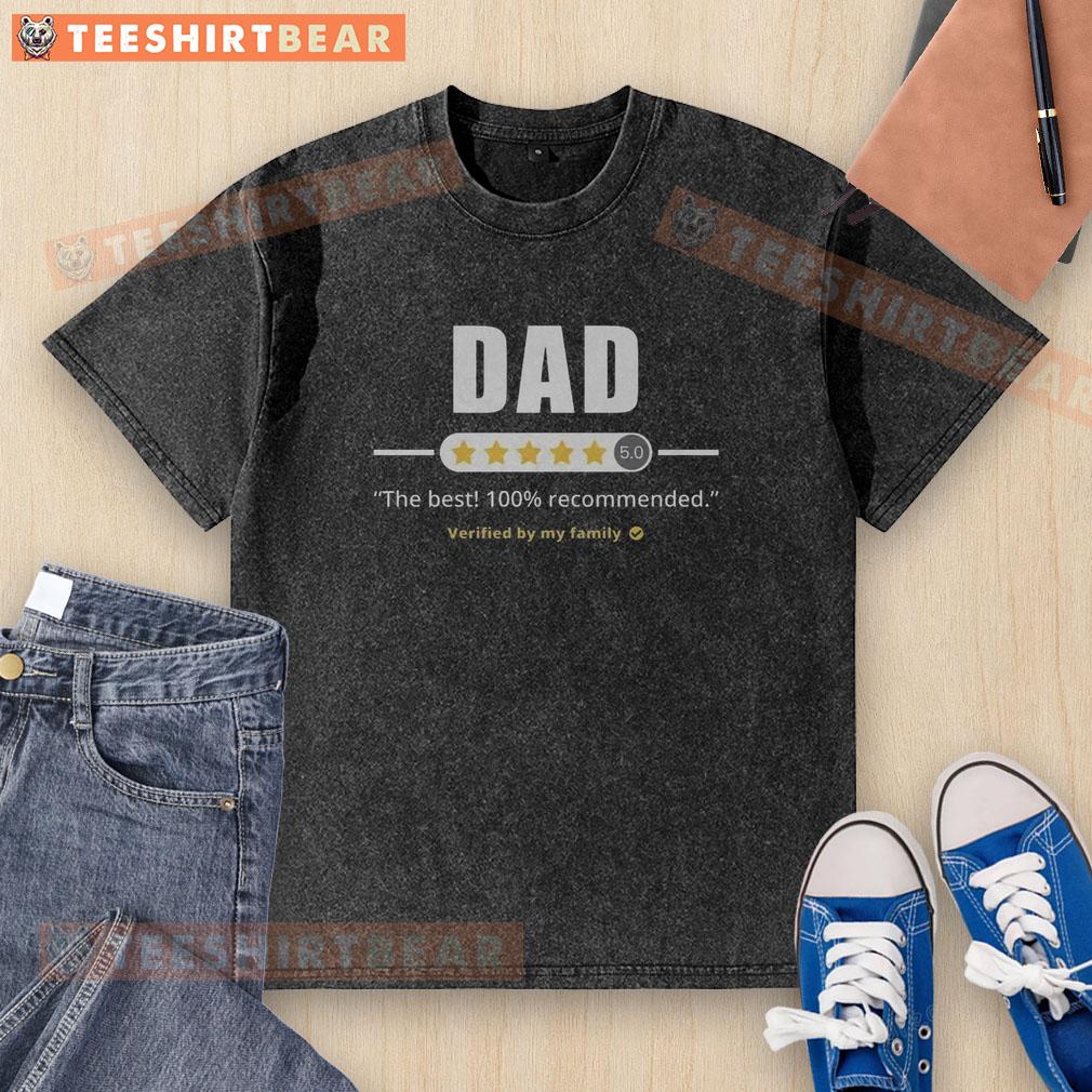 Funny Five Stars Dad Washed T-Shirt featuring a humorous graphic design, perfect for proud fathers and gift-giving.