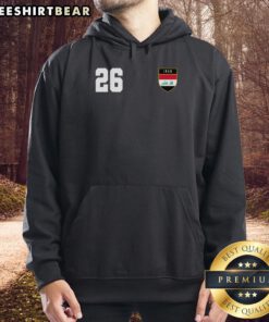 Funny Iraq Nation Football Soccer 26 Jersey Hoodie, featuring vibrant colors and playful design for fans and players alike.