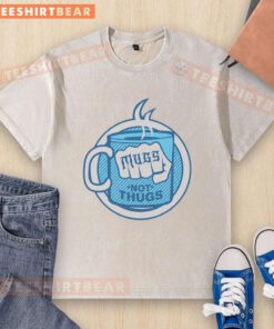 Funny Mugs Not Thugs washed t-shirt featuring playful typography and a casual style perfect for humor lovers.