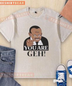 Funny You Are Geh meme graphic on a washed t-shirt, showcasing a humorous design for LGBTQ+ pride.