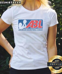 Good American Basketball League logo on a stylish ladies tee, perfect for sports fans and casual wear.