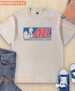 Good American Basketball League logo on a washed t-shirt, perfect for fans and casual wear enthusiasts.