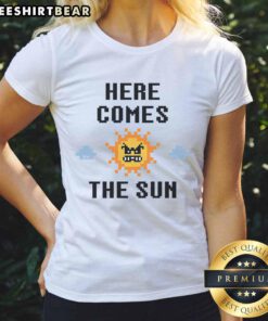 Good-Beware-The-Sun-Here-Comes-The-Sun-Mario Ladies Tee featuring vibrant graphics and playful design for gamers.