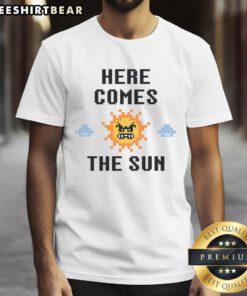 Good Beware The Sun Here Comes The Sun Mario T-Shirt featuring vibrant graphics inspired by the iconic video game character.