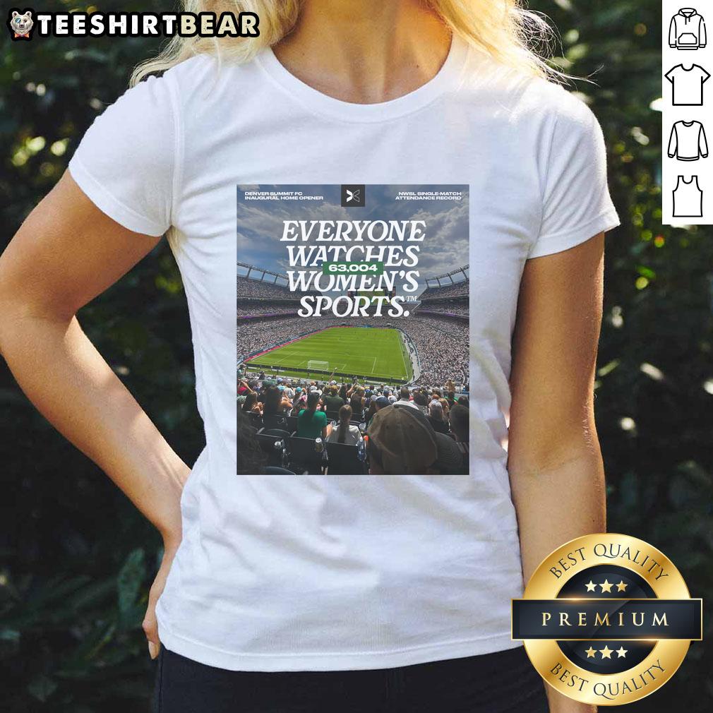 Denver Summit FC Ladies Tee promoting women's sports, showcasing team spirit and style for fans of women's athletics.