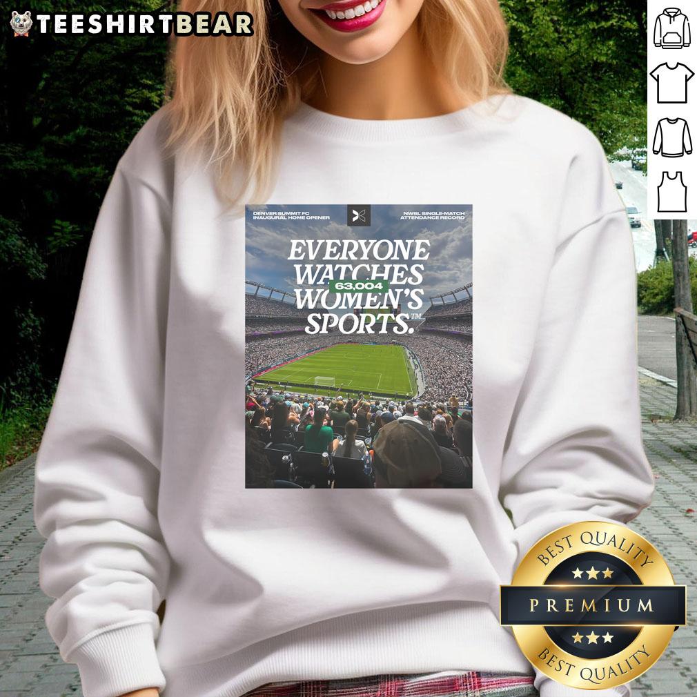 Denver Summit FC sweatshirt promoting women's sports, showcasing team spirit and support for female athletes.
