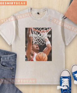 Good Koa Peat Arizona Wildcats Basketball Almost Friday washed t-shirt displayed on a wooden background.