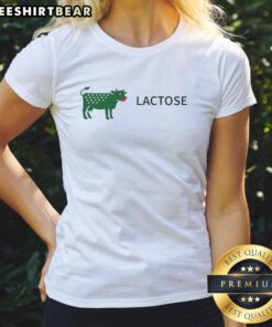 Good Lactose Cow logo on a stylish ladies tee, perfect for lactose lovers and casual wear enthusiasts.