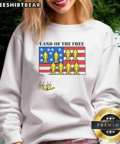 Good Land of the Free USA flag sweatshirt featuring vibrant colors and patriotic design, perfect for casual wear.