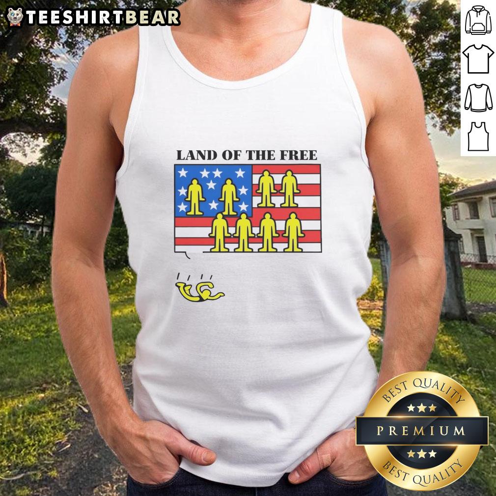 Good Land Of The Free USA flag tank top featuring vibrant colors and patriotic design, perfect for summer wear.