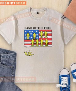 USA flag washed t-shirt featuring 'Good Land Of The Free' design for patriotic apparel lovers.