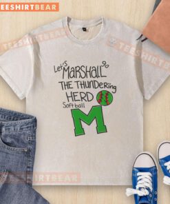 Alt Text: Good Lets Marshall Go The Thundering Herd softball washed t-shirt in green, perfect for fans and athletes.