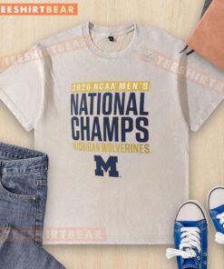 2026 Michigan Wolverines Men's Basketball National Champions washed t-shirt, featuring team colors and logo.