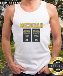 Good Michigan Wolverines MBB 2026 National Champions Banners Tank Top featuring bold team graphics and vibrant colors.