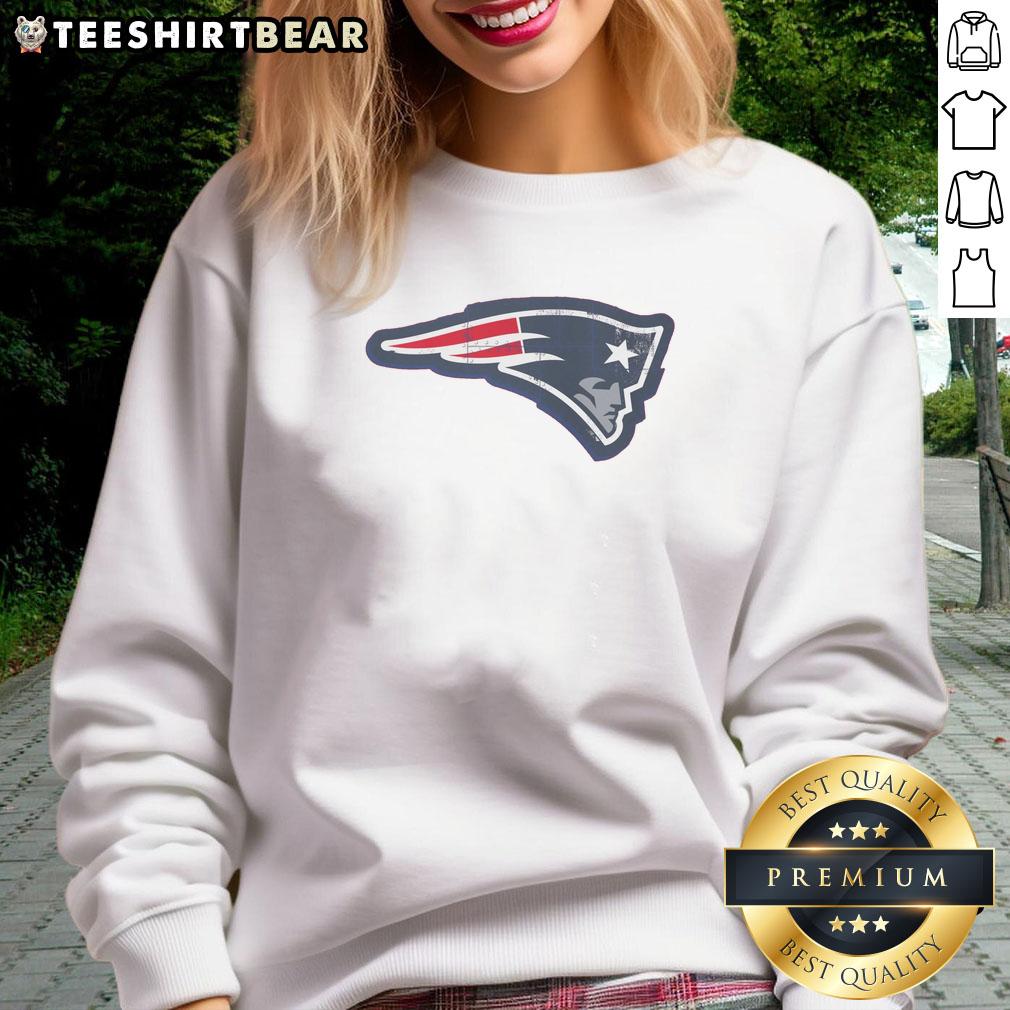 Alt Text: Good New England Patriots Rivet Logo Sweatshirt featuring team colors and iconic logo, perfect for fans.