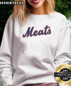Good New York Mets Meats logo sweatshirt in navy blue, featuring vibrant team colors and a stylish design.