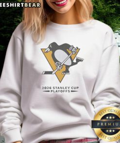 Stylish Pittsburgh Penguins NHL 2026 Stanley Cup Playoffs sweatshirt featuring team colors and logo, perfect for fans.