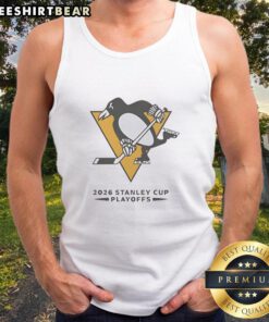 Stylish tank top featuring the Pittsburgh Penguins logo for the 2026 NHL Stanley Cup Playoffs, perfect for fans.