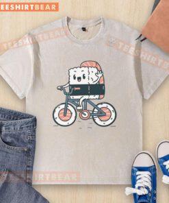 Good Sushi Bicycle washed t-shirt featuring a colorful sushi design and bicycle graphic on a casual tee.