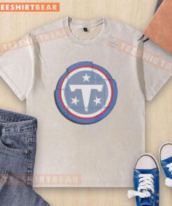 Alt Text: Good Tennessee Titans Rivet Logo Washed T-Shirt featuring a vintage design and team colors for loyal fans.