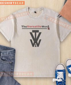 Good The Versatile Won 1 logo on a washed t-shirt, showcasing a stylish and casual design for everyday wear.
