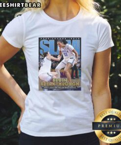 UCLA Bruins 2026 Women's Basketball National Champions poster on a ladies' tee, celebrating their victory.