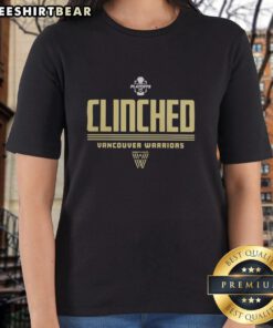 Good Vancouver Warriors Clenched NLL 2026 Playoffs ladies tee featuring team logo and vibrant colors for passionate fans.