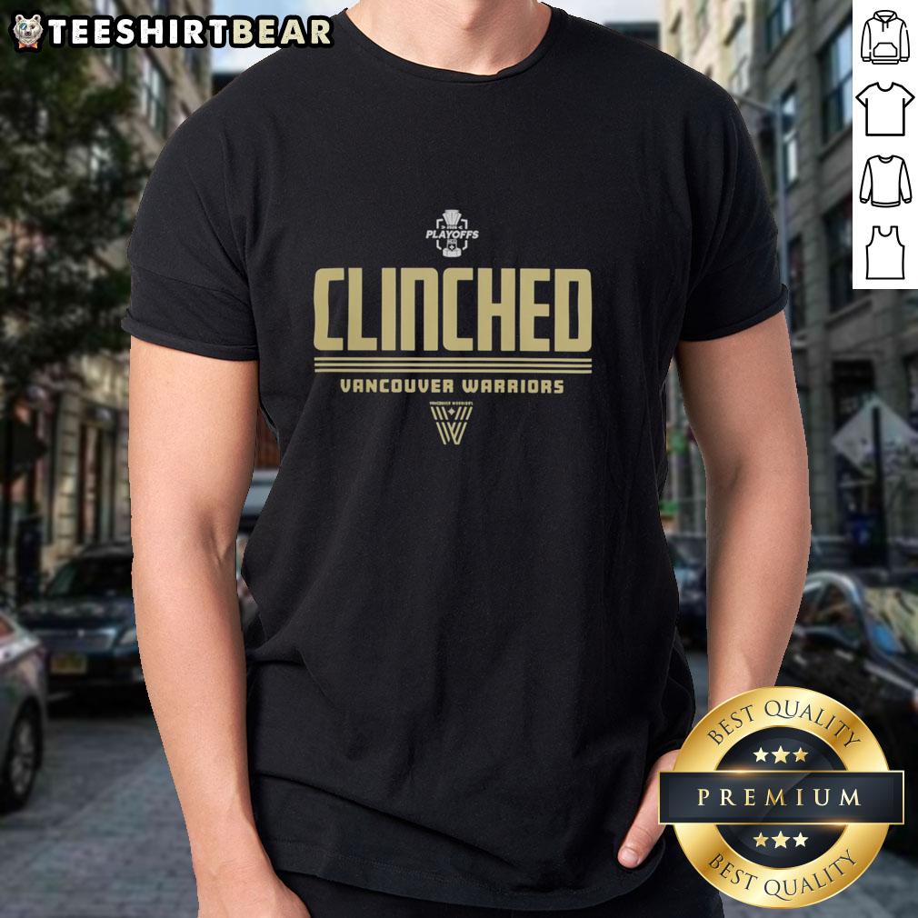 Good Vancouver Warriors Clenched NLL 2026 Playoffs T-Shirt featuring team logo and vibrant design for fans.