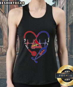 Hot St. Louis Cardinals tank top featuring a stethoscope and heartbeat design, perfect for sports and health enthusiasts.