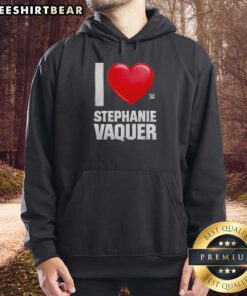 Hot Stephanie Vaquer wearing a stylish 'I Love' hoodie, showcasing trendy streetwear fashion for casual looks.