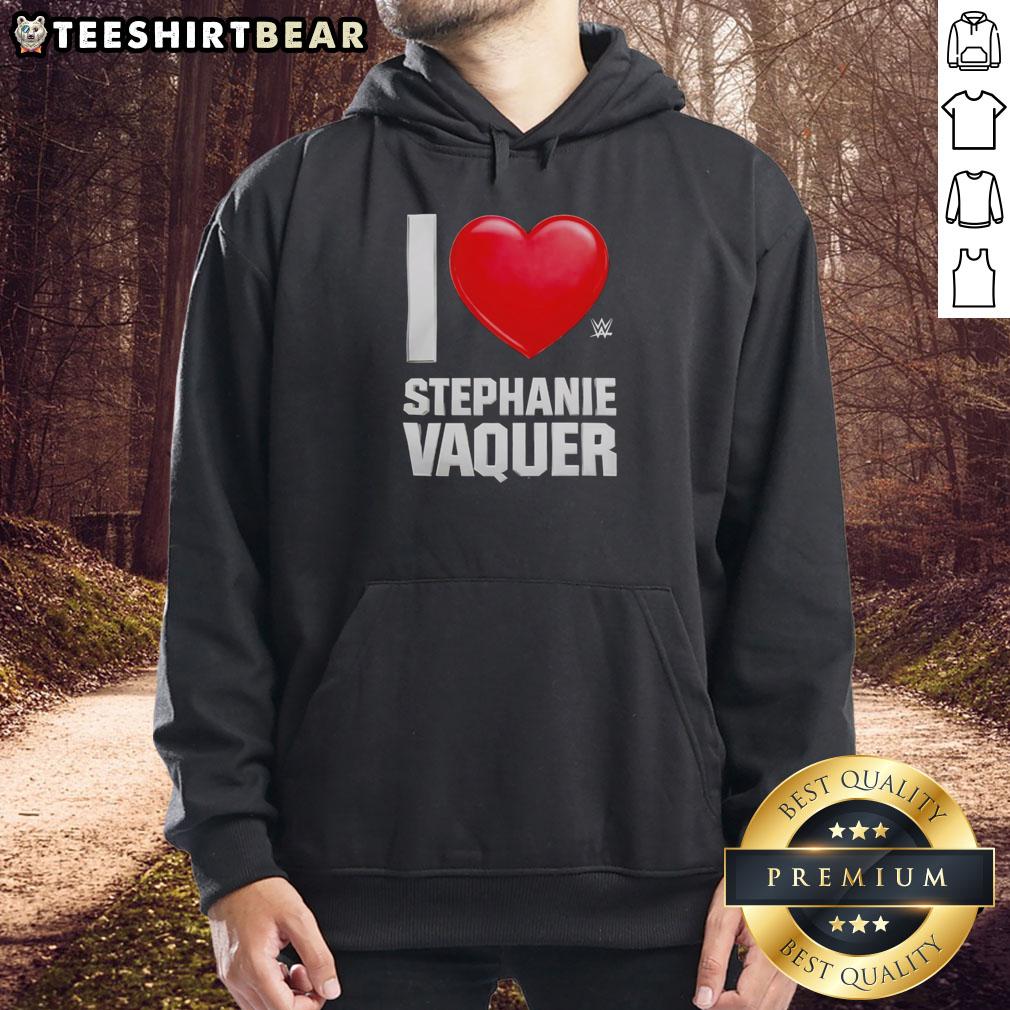 Hot Stephanie Vaquer wearing a stylish 'I Love' hoodie, showcasing trendy streetwear fashion for casual looks.