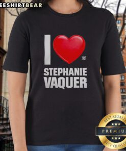 Hot Stephanie Vaquer wearing 'I Love Ladies' tee, showcasing a stylish design and vibrant colors in a casual setting.