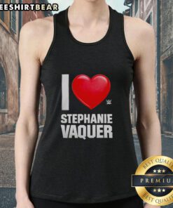 Hot Stephanie Vaquer in a stylish 'I Love' tank top, showcasing her fashion sense and vibrant personality.