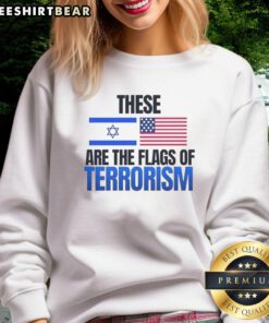 Stylish sweatshirt featuring Israel and USA flags, symbolizing unity against terrorism. Perfect for casual wear.