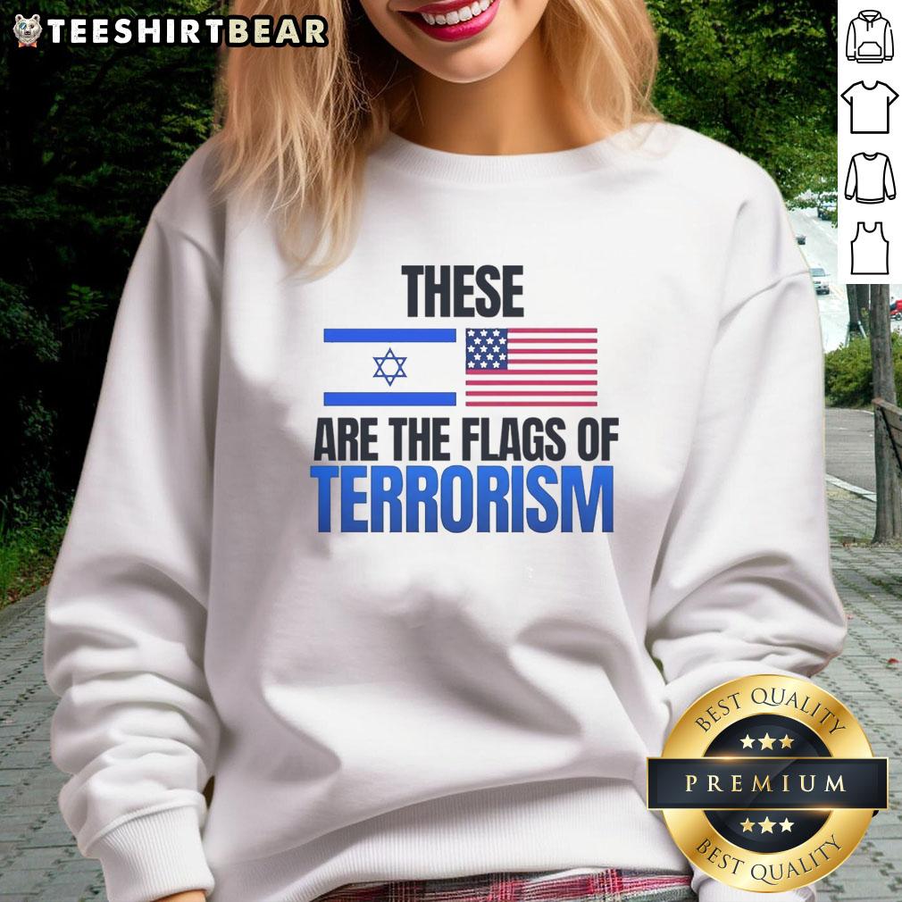 Stylish sweatshirt featuring Israel and USA flags, symbolizing unity against terrorism. Perfect for casual wear.