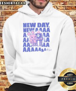 Stylish Nice A New Day New AAAA Hoodie displayed on a hanger, showcasing its sleek design and vibrant colors.