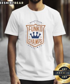 Alt Text: Nice Funko Champs Wondercon Anaheim Undefeated T-Shirt featuring vibrant graphics and a stylish design for collectors.
