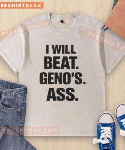 Funny washed t-shirt featuring 'Nice, I will beat Genos' graphic, perfect for anime fans and casual wear.