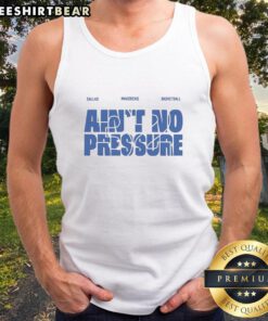 Jason Kidd 32 Dallas Mavericks tank top in blue design with 'Ain't No Pressure' slogan, perfect for fans and casual wear.