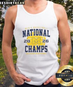 Nice Michigan Wolverines 2026 NCAA Men's Basketball National Championship Game tank top in Indianapolis, Indiana.
