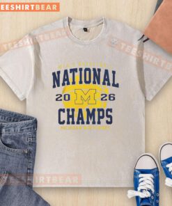 2026 NCAA Men's Basketball National Championship Game Nice Michigan Wolverines washed t-shirt in Indianapolis, Indiana.