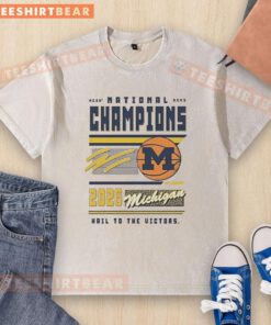 Nice Michigan Wolverines NCAA Men's Basketball National Champions 2026 Hail to the Victors washed t-shirt design.