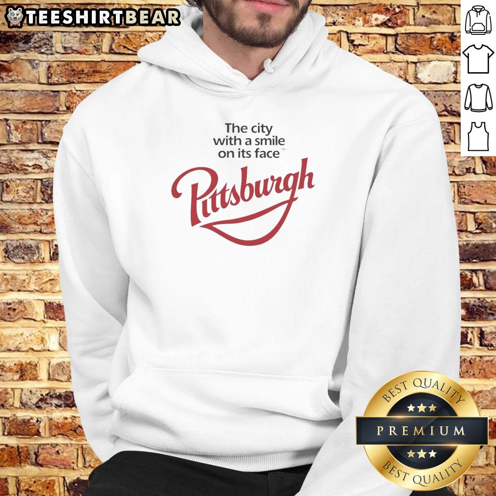 Cozy hoodie featuring 'Nice Pittsburgh - The City With A Smile On Its Face' design, perfect for showcasing Pittsburgh pride.