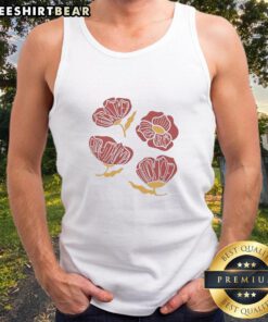Red poppy floral tank top with 'F*ck Trump' slogan, perfect for making a bold political statement in style.