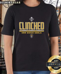 San Diego Seals NLL 2026 playoffs logo on a ladies tee, celebrating their clinch for the postseason.