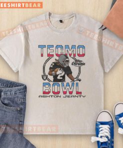 Nice Tecmo Bowl X Topps Chrome Raiders Ashton Jeanty washed t-shirt featuring vintage sports graphics and comfortable fit.